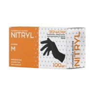 Перчатки нитриловые, р-р M, неопудрен., черн., 50 пар/упак 10 упак/кор КИТАЙ N003BK