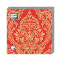 Салфетки 330х330 мм 3-сл., диз. "Royal.Золото на красном", красно-золот., бум., 20 шт/упак "Bouquet" 12 упак/кор РОССИЯ 37014