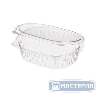 Контейнер 350 мл 1-секц., овал 159х130х40 мм, неразъем.крышка, прозр., ОПС, 375 шт/кор "Комус" 375 шт/упак РОССИЯ РКС-350