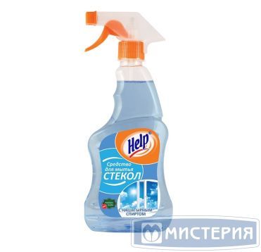 Средство для мытья стекол и зеркал "Help", с нашатырным спиртом, триггер, 500 мл 12 шт/кор РОССИЯ 1-0327