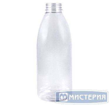 Бутылка ПЭТ 1000 мл, прозр., горло d38 мм, крышка в компл., 100 шт/кор 100 шт/упак РОССИЯ