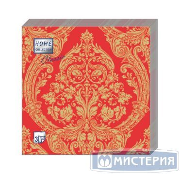 Салфетки 330х330 мм 3-сл., диз. "Royal.Золото на красном", красно-золот., бум., 20 шт/упак "Bouquet" 12 упак/кор РОССИЯ 37014