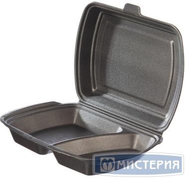 Ланч-бокс 2-секц. 247х206х70 мм, черн., ВПС, 200 шт/кор "Южуралпак" 200 шт/упак РОССИЯ LB 82 черн.