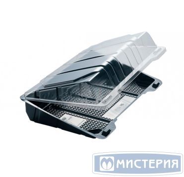 Упаковка прямоуг., 246х169.5х42.25мм, с неразъемной крышкой, чёрн./прозр. кр., ПЭТ