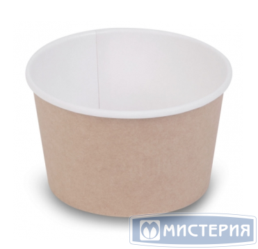 Контейнер 300 мл, d100хh65 мм, без окна, без крышки, крафт-бел., карт., 30 шт/упак "OSQ" Round Bowl 600 шт/кор РОССИЯ Round Bowl 300 kraft