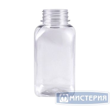 Бутылка ПЭТ 300 мл, квадр., прозр., горло d38 мм, крышка в компл.,100 шт/кор 100 шт/упак РОССИЯ