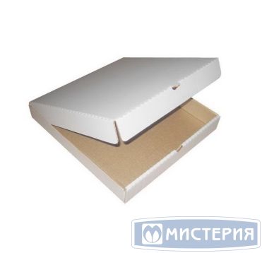 Коробка для пиццы, 250х250х40мм, белая, картон. профиль B