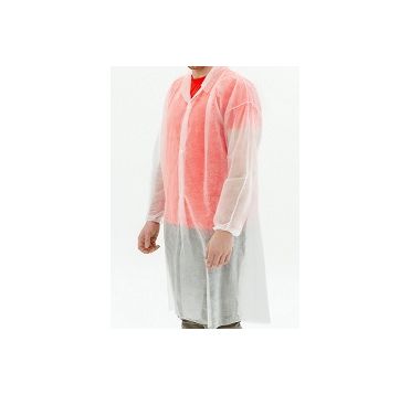 Халат р-р 52-54 [XXL], 20 гр/м2, бел., нетк. мат-л СМС, 10 шт/упак 10 упак/кор КИТАЙ 25UNT009LC/009-585